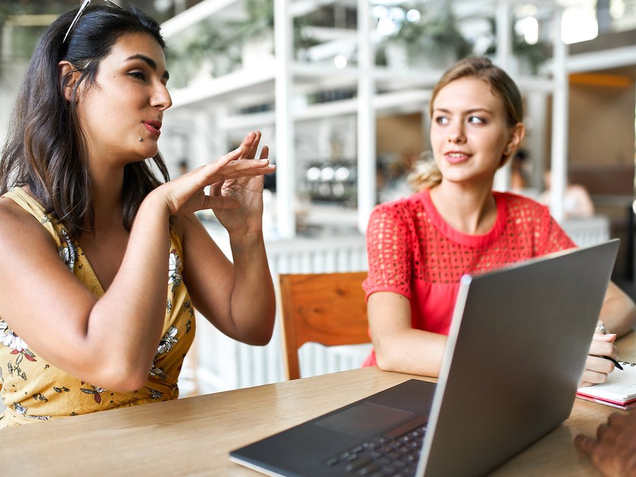 People working together in a bright coworking space