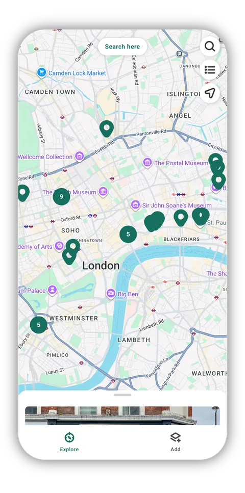Nomad Spot map exploring nearby work spots